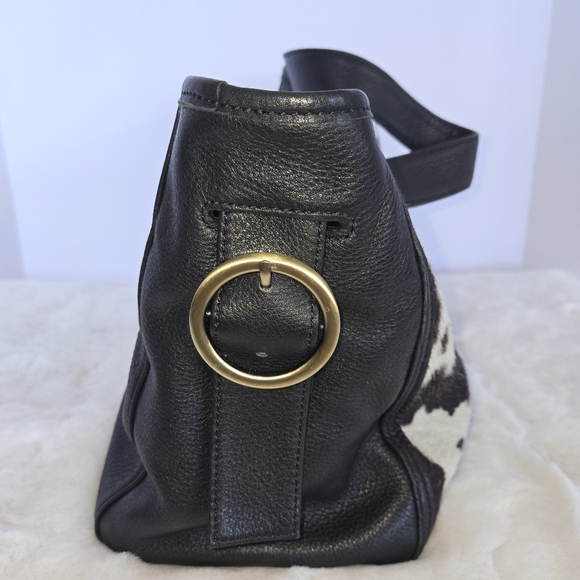 Hobo International RENDER Leather Black and White Cow Print Women's Shoulder Bag - Picture 5 of 12